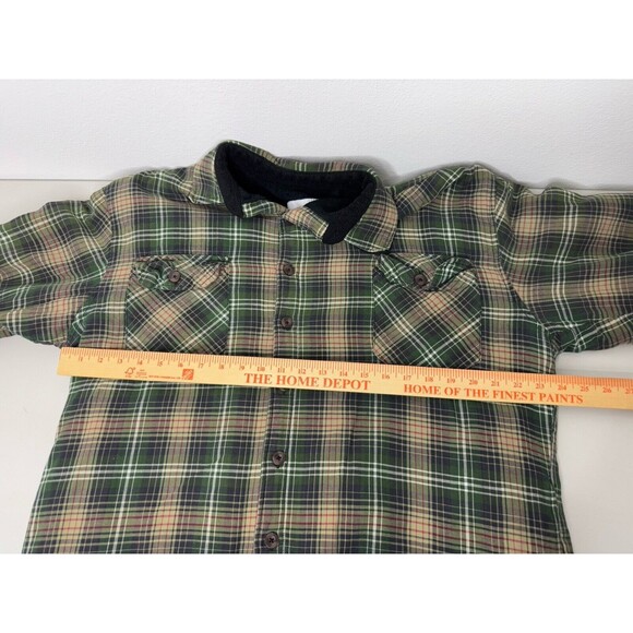 Burrylane Flannel Shirt Jacket Tan Green Fleece Lined Button Down Mens Size XL - Picture 13 of 14